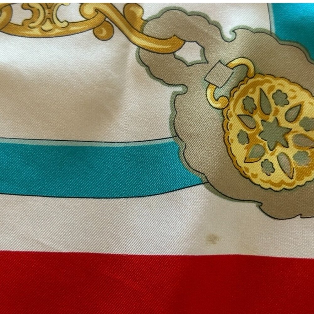 Vintage Celine Paris Equestrian Motif Silk Scarf, ~ 34 x 34 - Picture 12 of 16